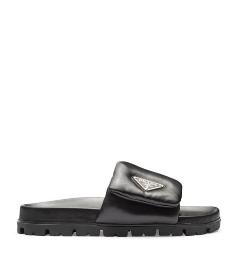 prada leather slides.